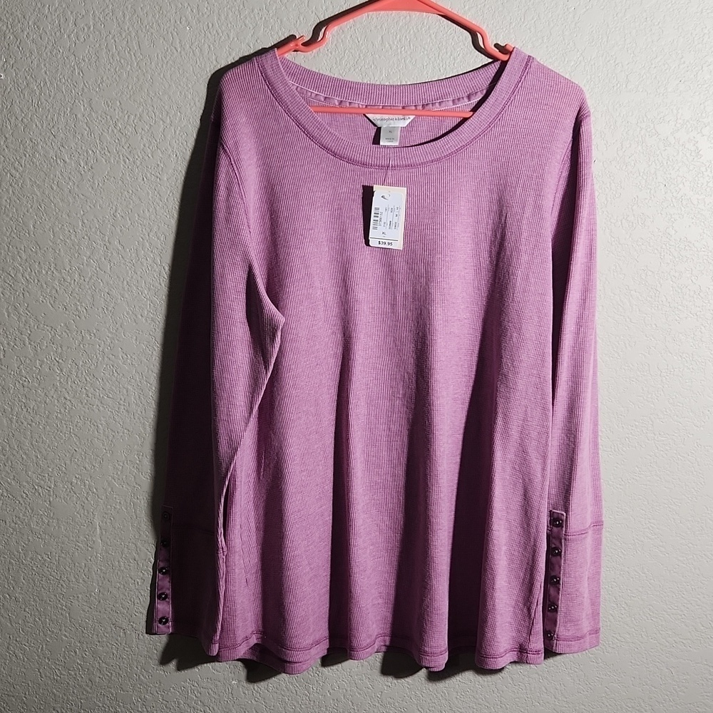 Christopher Banks Shirt Womens Size XL Long Sleeve Lavender Button Sleeve New